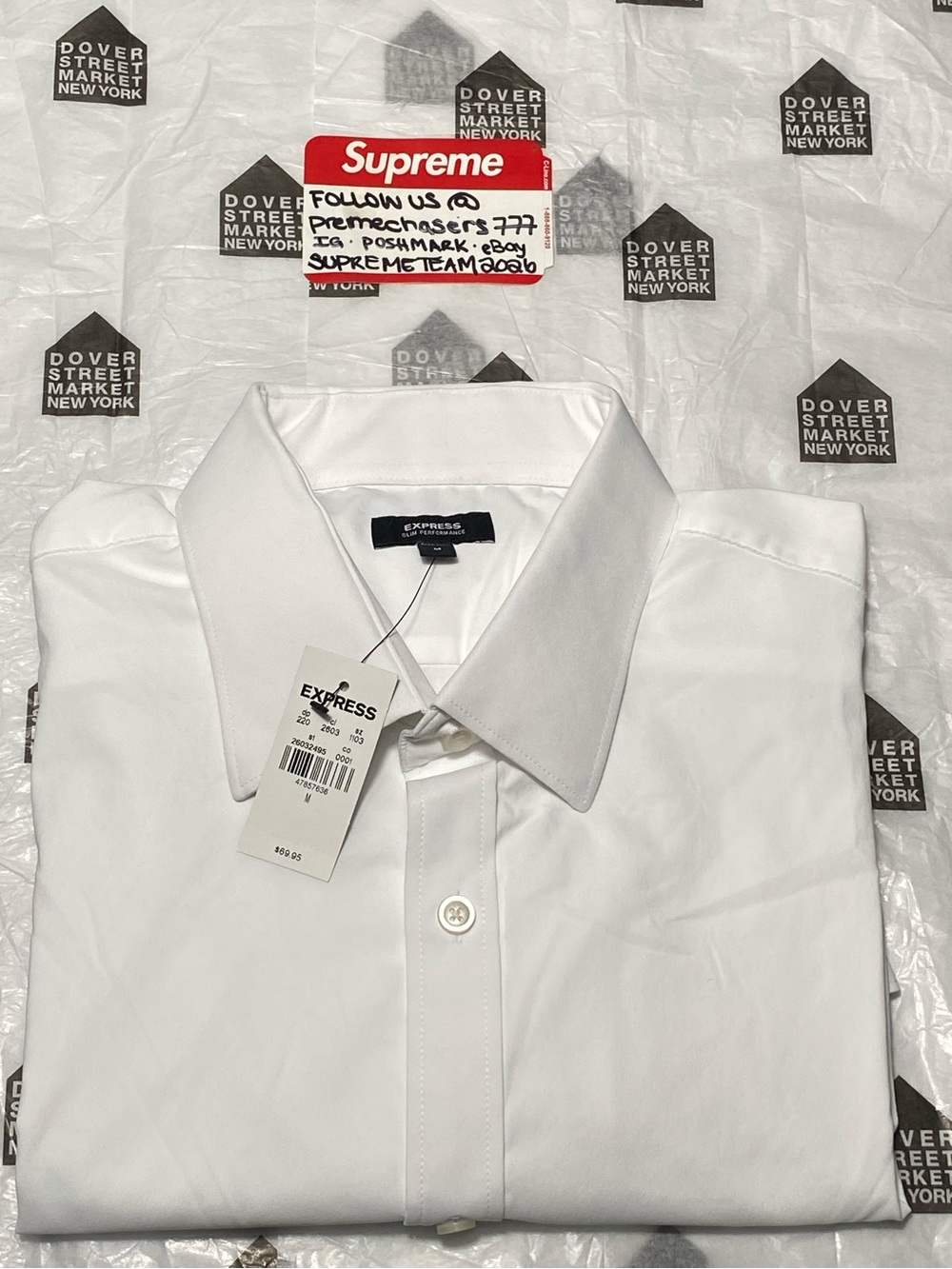 EXPRESS Men Slim Wrinkle-Resistant Performance Dress Shirt - White - Medium NWT